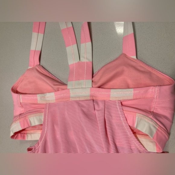 LULULEMON Rest Less built in bra tank top pink and white cinch bottom - Picture 10 of 10